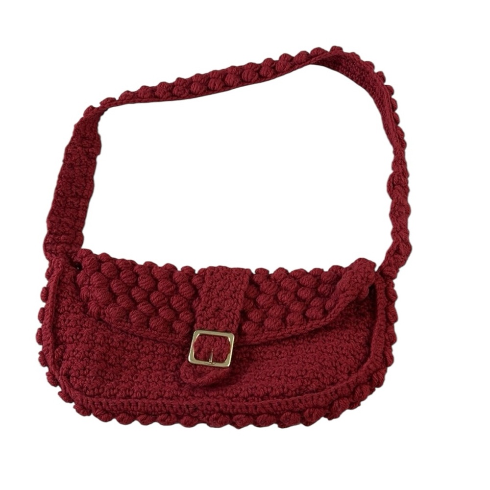 Handcrafted Red Crochet Shoulder Bag - Picture 3 of 7